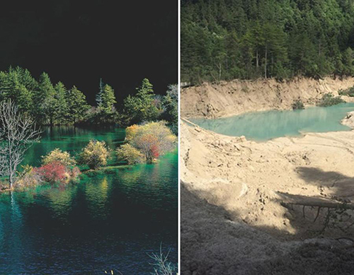 Sparkling Lake In Jiuzhaigou Dries Up After Earthquake Global Times