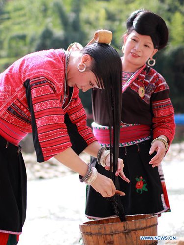 Women of Yao ethnic group have tradition of keeping long hair - Global Times