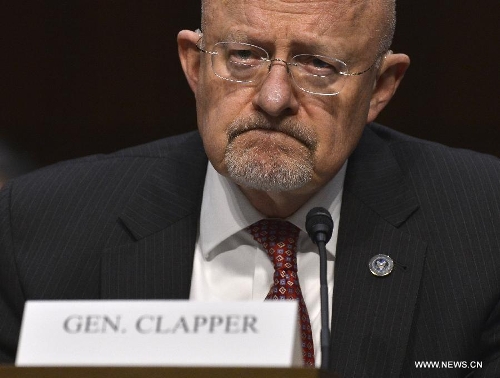 Director of National Intelligence James Clapper testifies before a Senate Select Committee on Intelligence hearing on Capitol Hill in Wahington D.C., capital of the United States, on March 12, 2013. (Xinhua/Zhang Jun) 