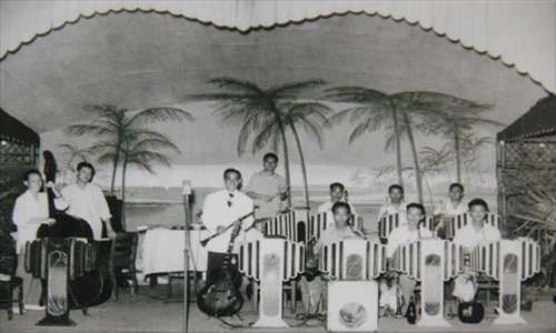 A Chinese jazz band performing at the Paramount. 
