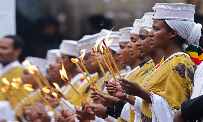 Orthodox Christian women are pictured during a funeral ceremony for Ethiopian Prime Minister Meles Zenawi at Holy Trinity church for burial in Addis Ababa on Sunday. Meles Zenawi died on August 20. His funeral marks the end of a 21 year rule of the country (See story on page 11). Photo: AFP 