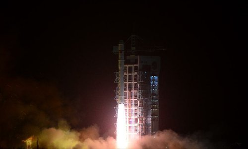 A Long March carrier rocket carrying Turkish earth observation satellite GK-2 blasts off from the launch pad at the Jiuquan Satellite Launch Center in northwest China's Gansu Province, early on December 19, 2012. China successfully sent the satellite GK-2 into orbit with a Long March carrier rocket on Wednesday. Photo: Xinhua