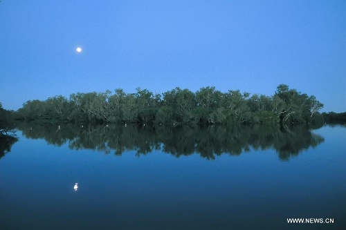 Photo taken on May 24, 2013 shows a view at the Kakadu National Park of Australia. The Kakadu National Park is a protected area in the northern area of Australia. The cultural and natural values of the Kakadu National Park were recognized internationally when the park was inscribed onto the UNESCO World Heritage List. (Xinhua/Qian Jun)