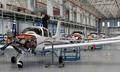 The private jet production line of the COMAC Photo: CFP
