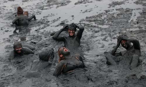 Revelers participate in the annual 