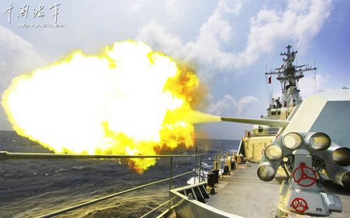 A destroyer flotilla of the South China Sea Fleet under the Navy of the Chinese People's Liberation Army (PLA) conducts an emergency handling and air defense drill recently. Photo: navy.81.cn