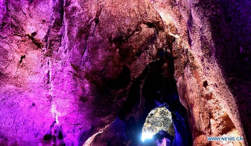 picture taken on May 19, 2013, shows el-Wad cave on the western slopes of the Mount Carmel range near Israeli northern city of Haifa. Sites of human evolution at Mount Carmel, including the caves of Tabun, Jamal, el-Wad and Skhul, were recognized as World Heritage Site by United Nations Educational, Scientific and Cultural Organization in 2012. (Xinhua/Yin Dongxun)