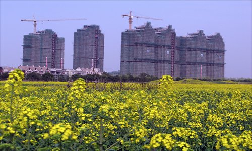 A residential community under construction in Shanghai Photo: CFP