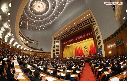 The closing meeting of the first session of the 12th National Committee of the Chinese People's Political Consultative Conference (CPPCC) is held at the Great Hall of the People in Beijing, capital of China, March 12, 2013. (Xinhua/Wang Jianmin)