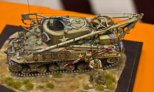 One of the prize-winning entries from the 2013 Shanghai New Year Model Contest is this 1:35 scale model armored recovery vehicle used by the US Army during World War II. Photo: Courtesy of Wu Bayin 