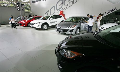 Japanese cars are displayed in Weifang, Shandong Province on September 16. While sales of German, US, South Korean and French vehicles rose in August, Japanese car sales dropped by 2 percent year-on-year in August, according to China Association of Automobile Manufacturers. Photo: CFP