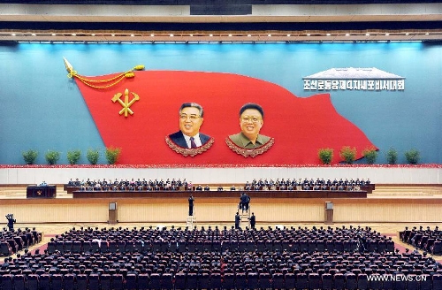 This photo provided by KCNA on Jan. 29, 2013 shows the scene of the Fourth Meeting of Secretaries of Cells of the Workers' Party of Korea (WPK) in Pyongyang, the Democratic People's Republic of Korea (DPRK), on Jan. 28, 2013. The grassroots leaders' meeting of the WPK, which opened Monday, was attended by around 10,000 cadres from across the country, the official KCNA news agency reported Tuesday. (Xinhua/KCNA) 