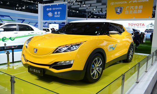 Toyota's EV concept vehicle is displayed at the Shanghai Auto Show in April. Photo: CFP