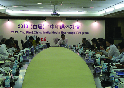 Media professionals hold a discussion over reporting of Chinese media and Indian media Thursday. Photos: Liu Zhun/GT