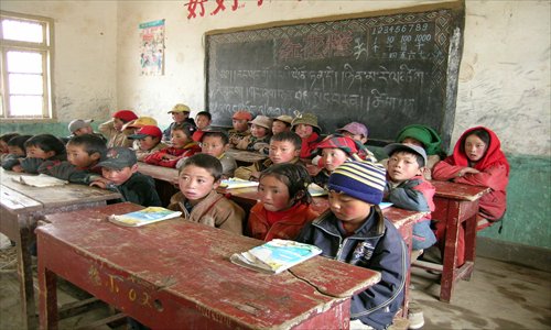 Students sit at a rural school in the Ganzi Tibetan Autonomous Prefecture, Southwest China's Sichuan Province. Photo: CFP 