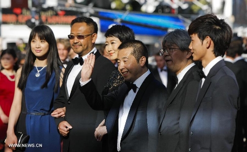Chinese director Jia Zhangke (3rd R) of the film 