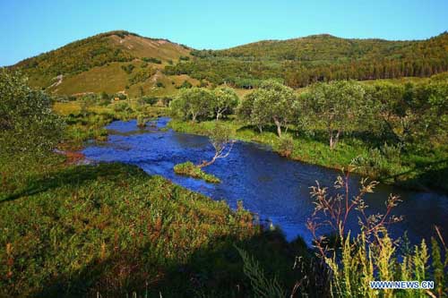 Photo taken on August 26, 2012 shows scenery in Chaihe scenic spot in Zalantun City, north China's Inner Mongolia Autonomous Region. Chaihe scenic spot is famous for its volcanic landform and primeval forest. Photo: Xinhua