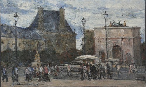 An oil painting on display
Photo:Courtesy of Zhu Qizhan Art Museum