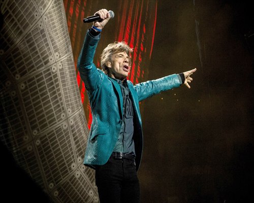 Mick Jagger of The Rolling Stones performs during the band's 50 & Counting Tour live in Boston on Friday. Photo: IC