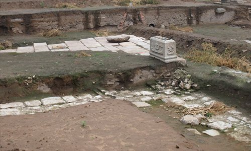 The ruins of the ancient gate in Tongzhou district Monday. Photo: Deng Jingyin/GT