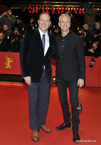 Director Kirk De Micco (L) and Chris Sanders pose on the red carpet for the screening of the film 