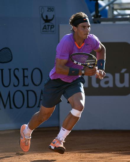 Spanish tennis player Rafael Nadal in action during his match against Argentinian Federico Delbonis on Wednesday. Photo: IC