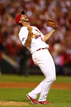 Adam Wainwright of the St. Louis Cardinals celebrates defeating the Pittsburgh Pirates at the Busch Stadium in St. Louis, Missouri on Wednesday. Photo: AFP