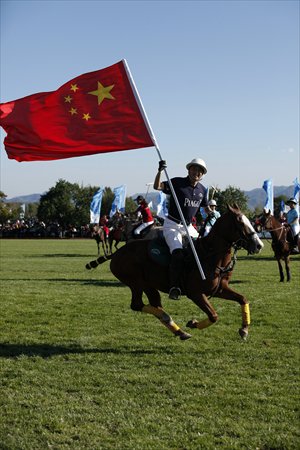 Xia Yang represents China at the 2011 Beijing International Polo Open held at his Sunny Times Polo Club. Photo: Courtesy of Xia Yang