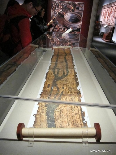  A replica of an ancient Rome map is seen during an exhibition at Hong Kong Science Museum in south China's Hong Kong, Jan. 23, 2013. Exhibition 