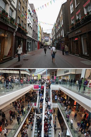 The photos show corner views of London streets and shopping malls during the 2012 Olympic Games. Photo: CFP