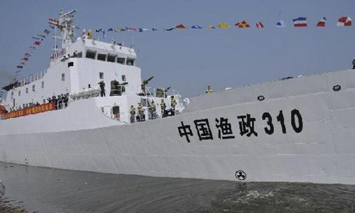 File photo taken on Nov. 16, 2010 shows the fishery patrol ship Yuzheng-310. The Yuzheng-310, China's most advanced fishery patrol ship, on April 20, 2012 arrived in waters off the coast of Huangyan Island in the South China Sea. Its mission is to protect China's territorial waters and ensure the safety of Chinese fishermen. Photo:Xinhua