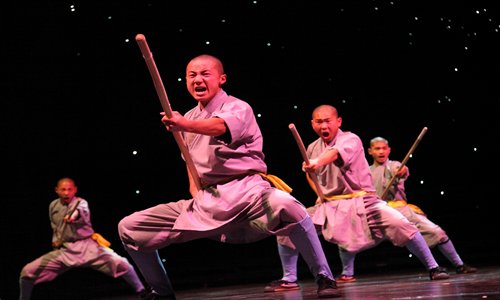 Shaolin Temple monks perform in Macao, January 7, 2013. Photo:CFP