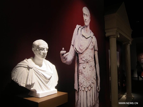 A bust statue of Julius Caesar is seen during an exhibition at Hong Kong Science Museum in south China's Hong Kong, Jan. 23, 2013. Exhibition 