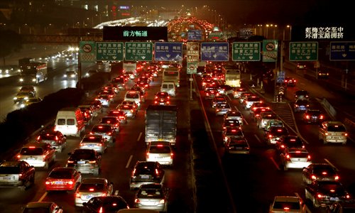 Traffic grinds to a halt on the city's elevated roads on December 21. Photo: CFP