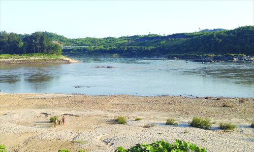 The confluence of the Ayeyarwady River and the Mali and the N'Mai rivers. The Myitsone dam was to be located a mile downstream of this point. Photo: Yu Jincui/GT