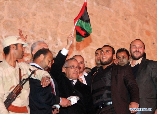 &nbsp;Libyan Prime Minister Ali Zaidan makes a speech during a celebration for the second anniversary of the Libyan uprising at the Martyrs' Square in Tripoli on Feb. 17, 2013. (Xinhua/Hamza Turkia) 