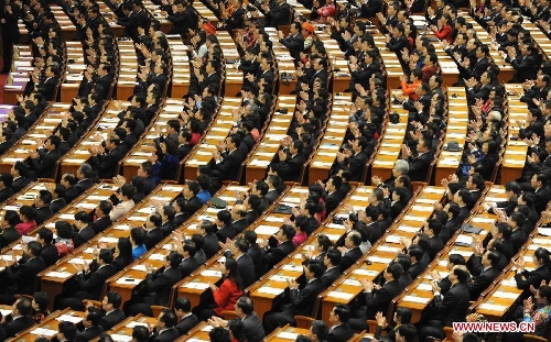 The first session of the 12th National People's Congress (NPC) opens at the Great Hall of the People in Beijing, capital of China, March 5, 2013. (Xinhua/Yang Zongyou)