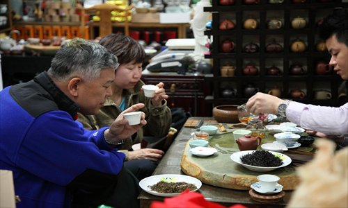 Green tea leaves harvested before the Qingming Festival are prized among tea connoisseurs. Photo: CFP