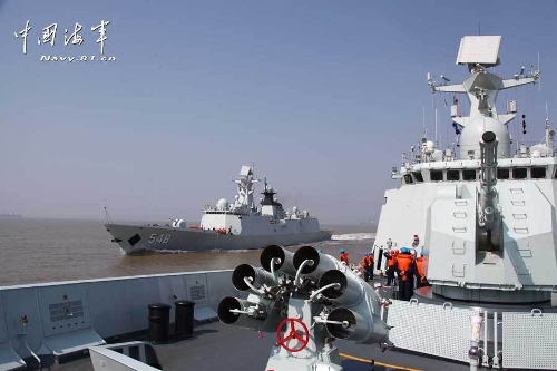 Highlights from the live ammunition drill held by China's Type 054A frigates of China's East China Sea Fleet from Feb. 28 to Mar. 5.(Source: navy.81.cn)