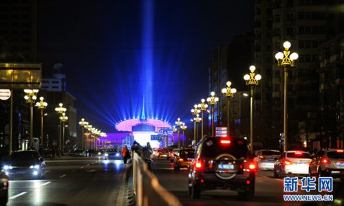 The lights of Beijing are seen at the China Millennium Monument to celebrate the New Year in Beijing, capital of China. January 1, 2013. Photo: Xinhua

