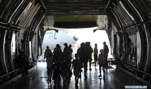 A US Air Force C-5 Galaxy is on display at the 50th anniversary Abbotsford Airshow on Aug. 10, 2012 in Abbotsford, BC, Canada. Photo: Xinhua
