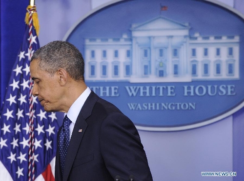 U.S. President Barack Obama delivers a statement on Boston Marathon explosions at the White House in Washington D.C., capital of the United States, April 15, 2013. Obama acknowledged that his government still did not know 