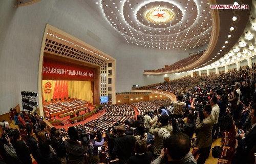 The closing meeting of the first session of the 12th National People's Congress (NPC) is held at the Great Hall of the People in Beijing, capital of China, March 17, 2013. (Xinhua/Chen Shugen)