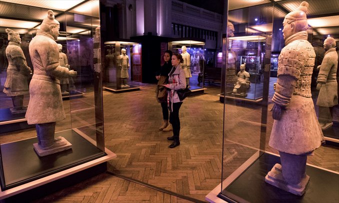 People visit an exhibition dedicated to the 