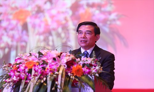 Wang Anshun makes a speech at the opening ceremony of the Beijing Taiwan Product Fair on December 18, 2012. Photo: CFP