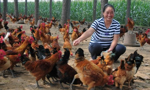Villager Li Dongqin with her 