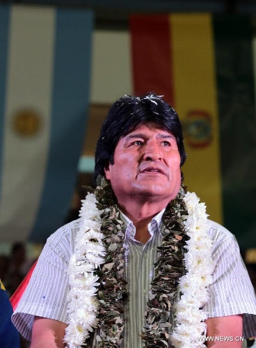 &nbsp;Image provided by Venezuela's Presidency shows President of Bolivia Evo Morales participating in the meeting of the Union of South American Nations (UNASUR, by its acronym in Spanish) in Cochabamba, Bolivia, on July 4, 2013. (Xinhua/Venezuela's Presidency)