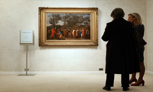 Poussin's Sacrament of Ordination on display at Christie's in Paris, November 2010 Photo: IC 