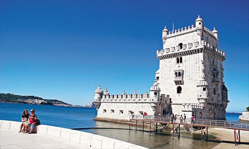 Lisbon's iconic Bel&eacute;m Tower sits on the water.  Photo: CFP