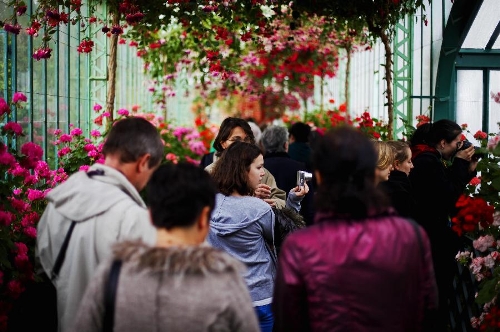 Residents and tourists visit the Royal Greenhouse of Laeken in the royal garden in Brussels, capital of Belgium, May 10, 2013. The Belgian royal family opens its greenhouses in the royal garden with wide variety of flowers to the public for three weeks every year. (Xinhua/Zhou Lei) 
